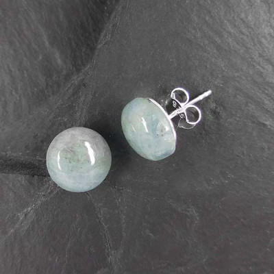 Aquamarin Ohrstecker Rund